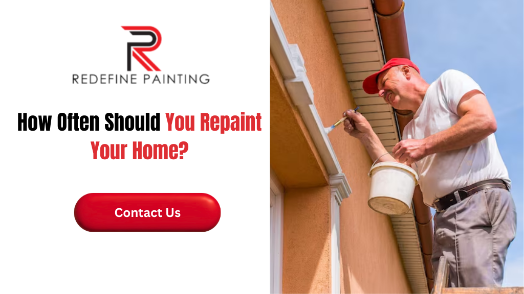 Residential painting advertisement featuring a professional painter repainting a home's exterior to maintain its appearance and protect the property.