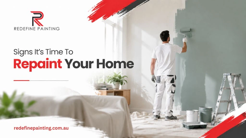 Signs your house needs a fresh coat of paint with residential painting services, showing a painter refreshing a home's interior wall.